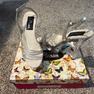 Pleaser Silver Strappy High Heels